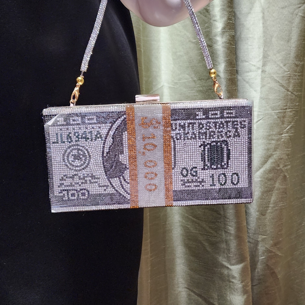 Elegant All About The Benjamins Crystal Clutch